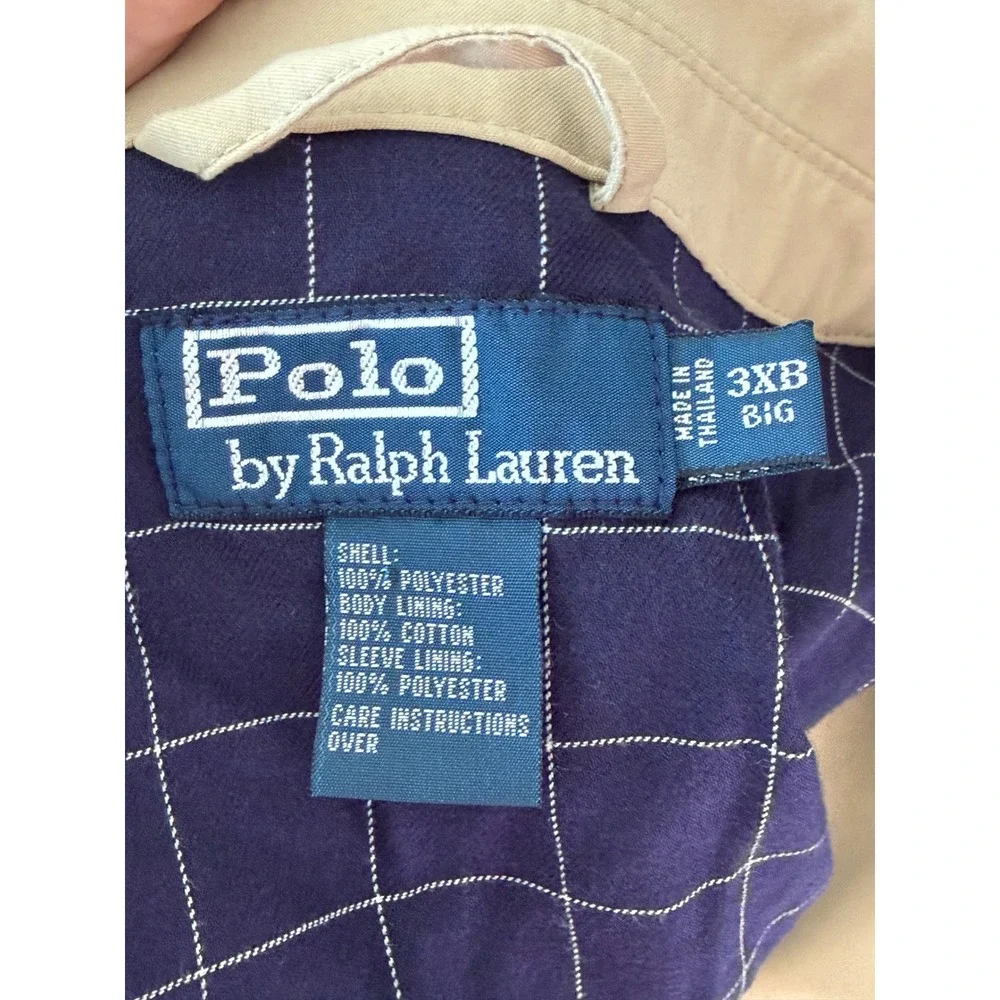 Polo Ralph Lauren Vintage Harrington Jacket Mens 3XB Big Tan Zip Plaid Lined Y2K